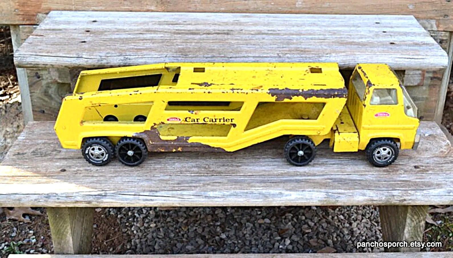 Vintage Tonka Car Carrier Truck: Yellow Pressed Steel Toy - Etsy
