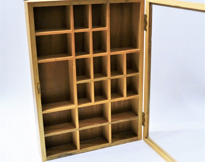 Vintage Wood Display Case With Glass Door Miniature Display Etsy