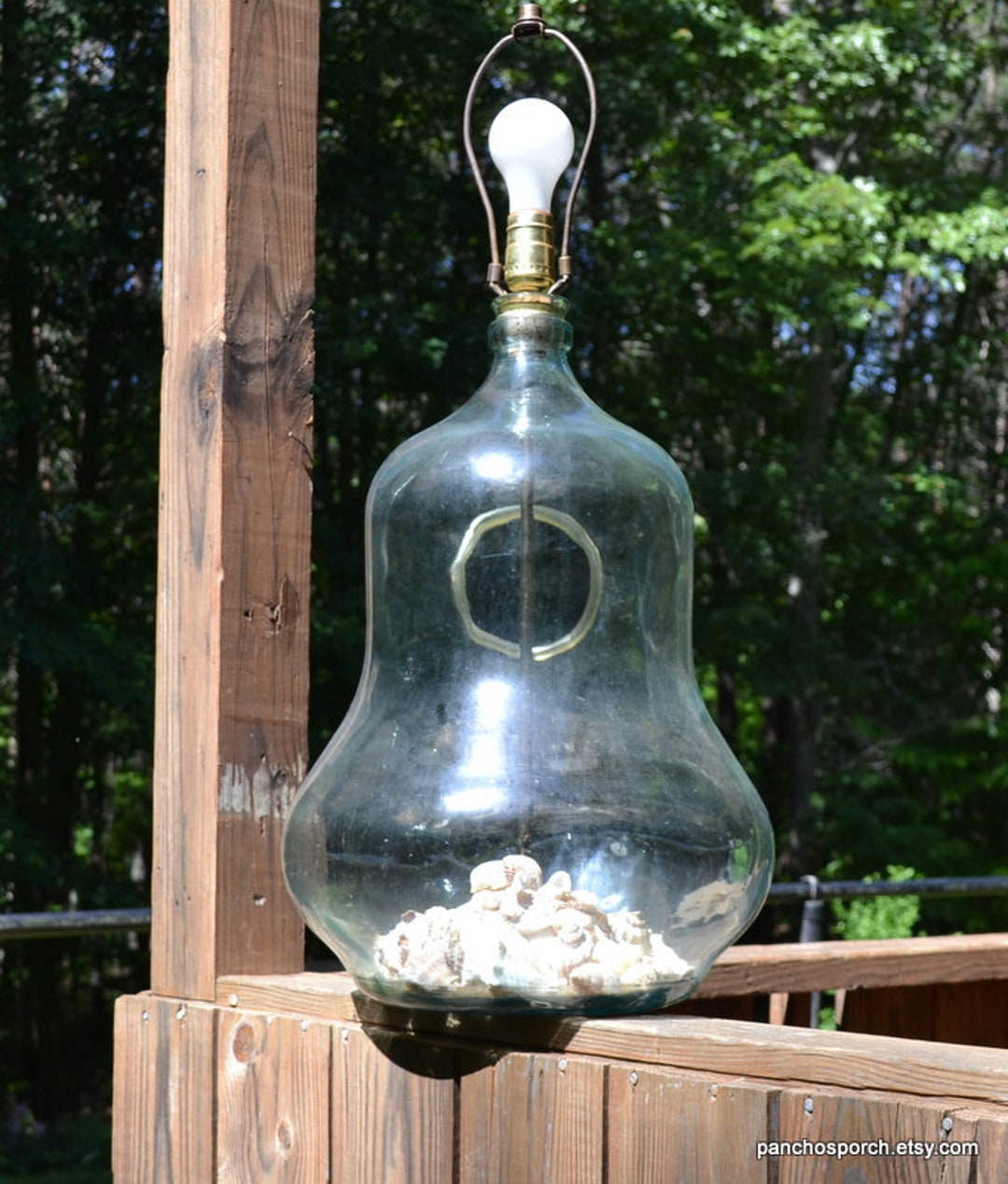 Vintage Crisa Glass Bottle Lamp: Beach House Shell Decor - Etsy Israel, image size:1080x1269