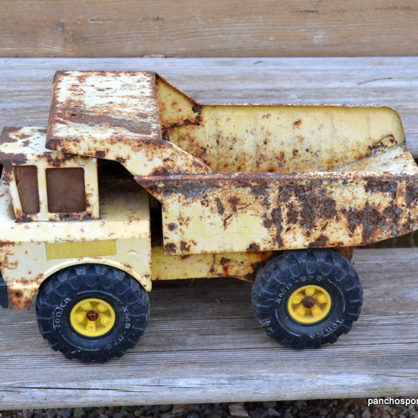 Vintage Tonka Dump Truck XMB 975 Mighty Diesel Rusrty Pressed Steel Construction Vehicle Collectible Toy Man Cave Decor PanchosPorch