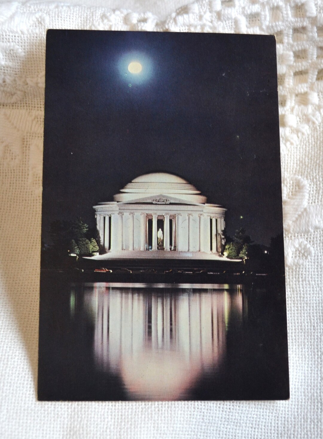 Vintage WASHINGTON DC Postcard Jefferson Memorial the Mall Night View ...