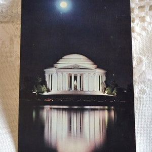 Vintage WASHINGTON DC carte postale Jefferson Memorial The Mall nuit vue carte postale souvenirs tourisme papier éphémères PanchosPorch