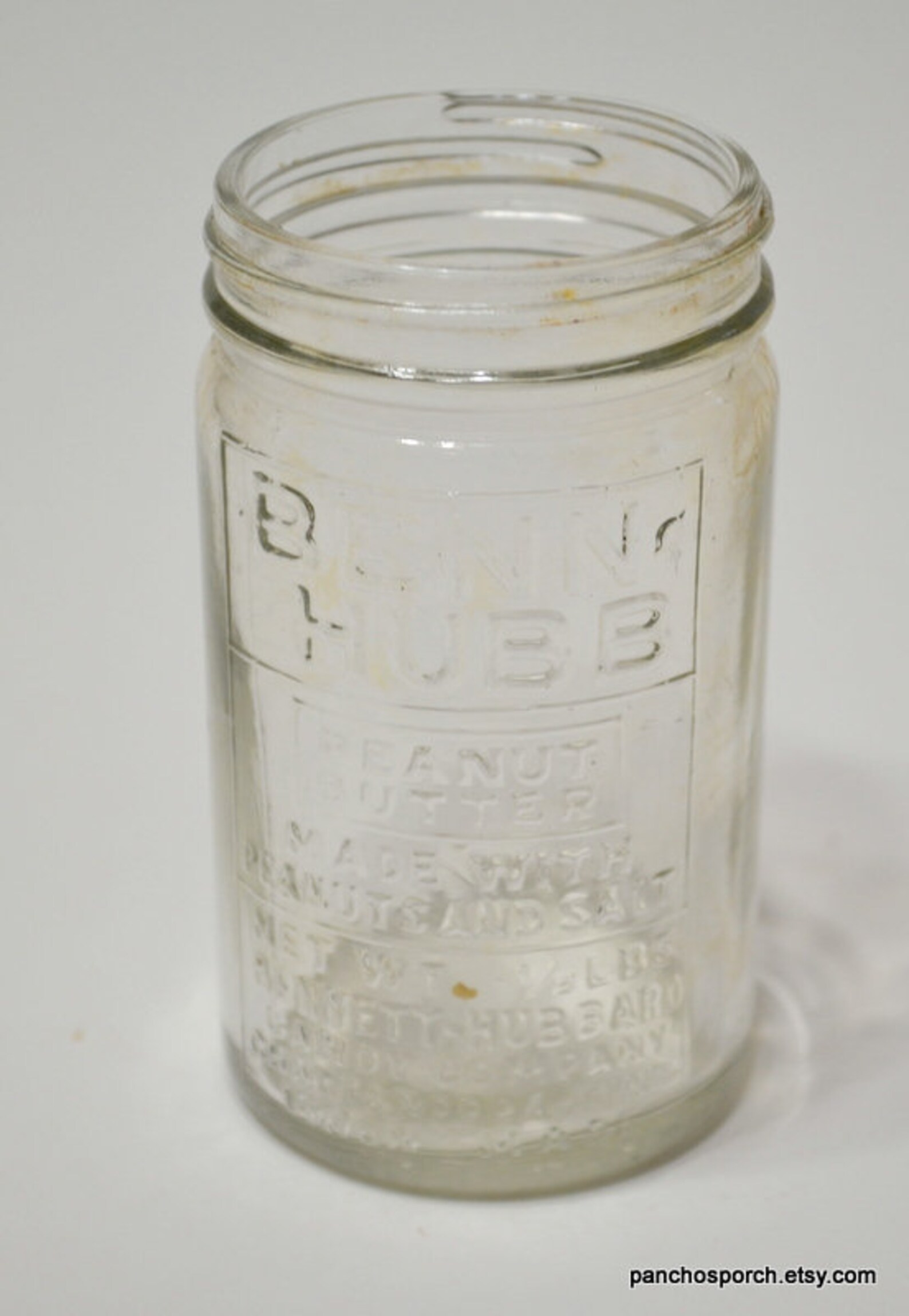 Vintage Benn Hubb Peanut Butter Jar Embossed Half Pound 8 Etsy