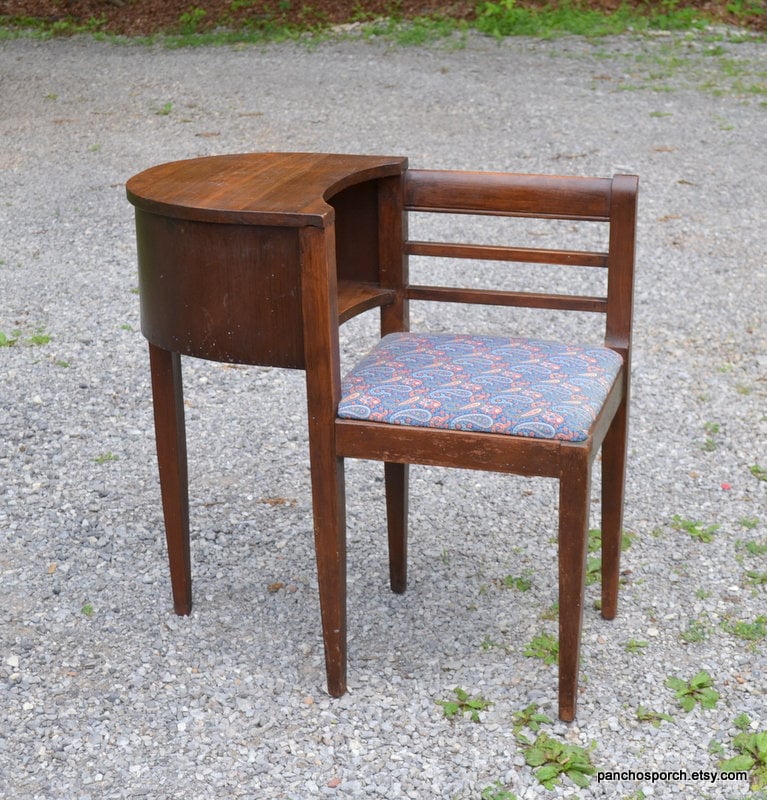 Gossip Bench Telephone Chair Vintage Vintage Phone Table, Gossip