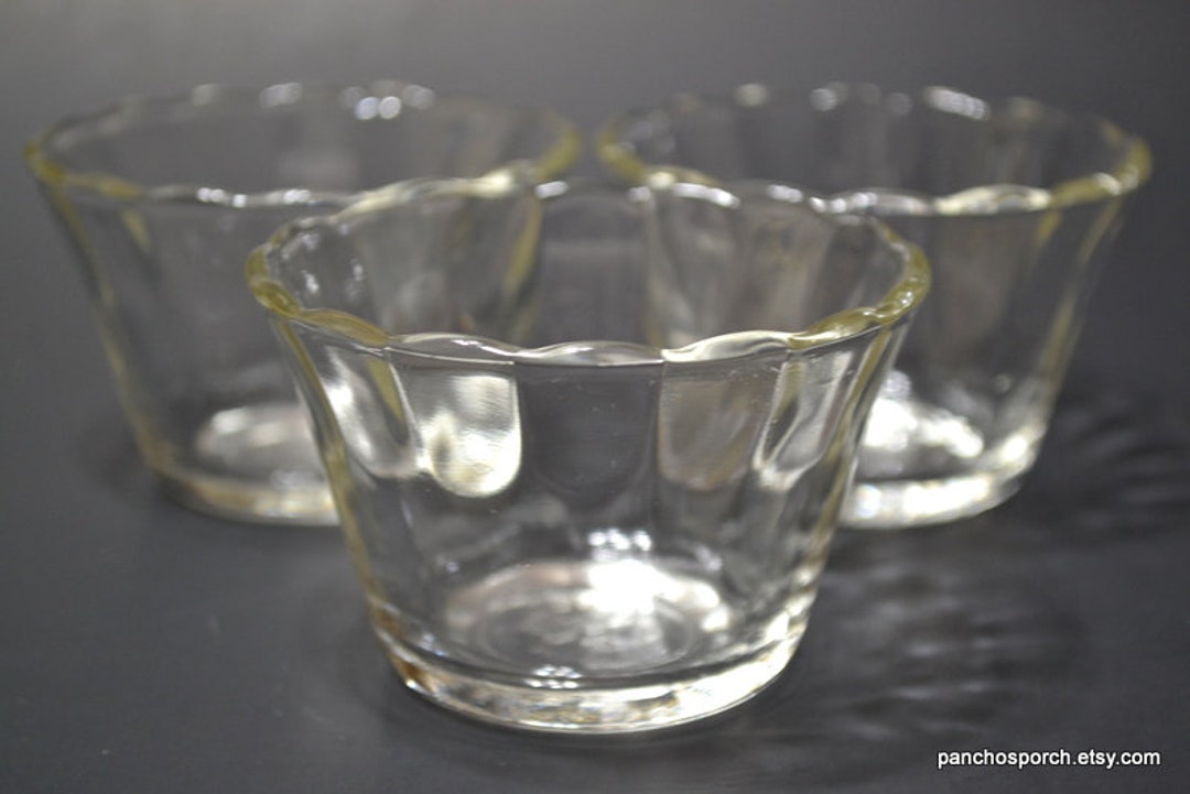 Vintage Fire King Clear Glass Custard Cup Set of 3 Small Etsy