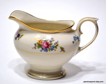 Vintage Rose of Lamberton Creamer: Floral Gold Trim Wedding China