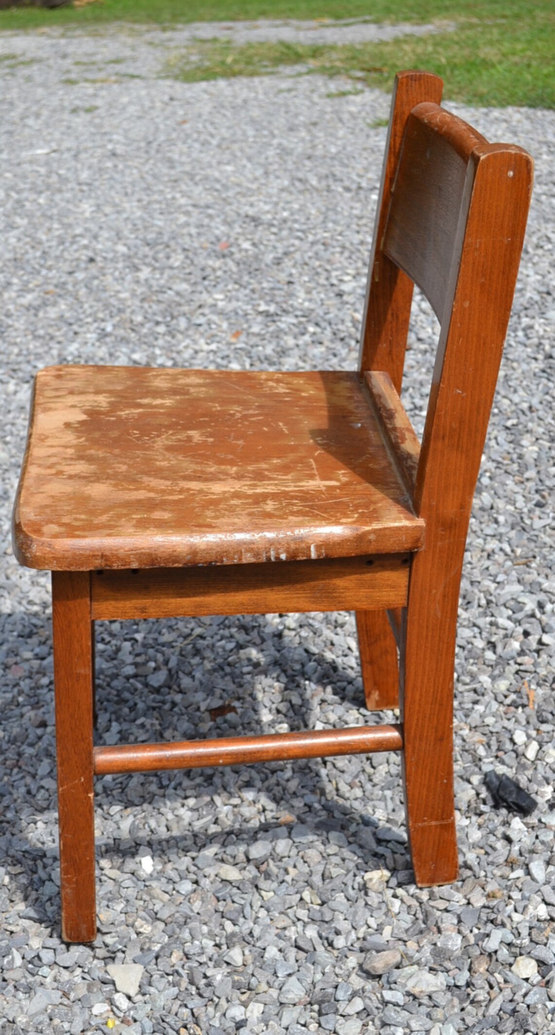 Vintage Wood School Desk Chair Child Size Kids Childrens Craft Etsy