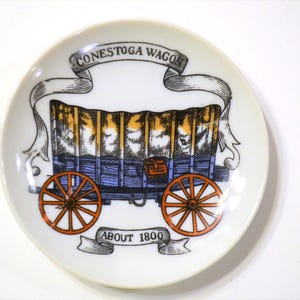 Vintage Conestoga Wagon Coaster Trinket Dish Lipper and Mann Americana Miniature Plate PanchosPorch