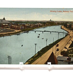 Carte postale vintage ASBURY PARK New Jersey Wesley Lake View Bridge Boats Carte postale souvenir souvenirs Papier éphémère PanchosPorch