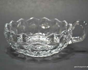 Vintage FOSTORIA American Clear Round Nappy Bowl Candy Dish Cube Pattern Elegant Retro Glassware Wedding Holidays Panchosporch