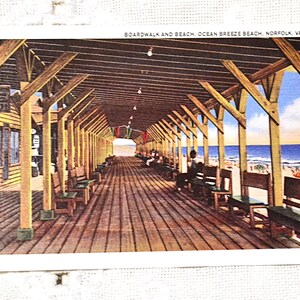 Vintage carte postale Virginie Norfolk Boardwalk Ocean Breeze Beach des années 90 National Trust réimpression carte postale souvenir souvenirs PanchosPorch