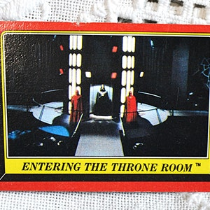 STAR WARS Le Retour du Jedi Carte à collectionner n° 76 Entrée dans la salle du trône Topps 1983 Série 1 Film hollywoodien Souvenirs de science-fiction PanchosPorch
