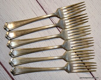 Vintage Silver Plate Dinner Fork Set of 6 W R Mark A1 Unknown Pattern Antique Silverware Elegant Dining Wedding PanchosPorch