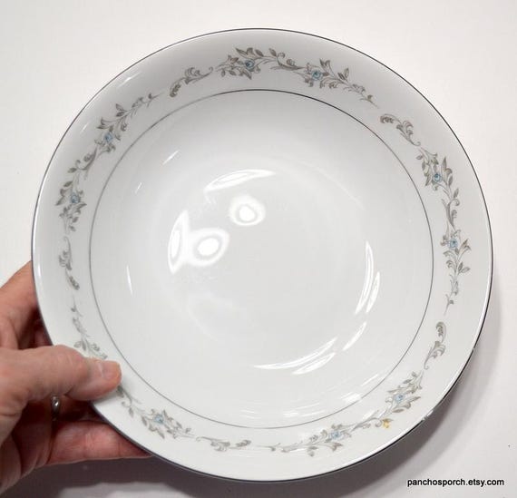 Vintage Liege Serving Bowl: Blue Floral Platinum Trim, Royal M Japan