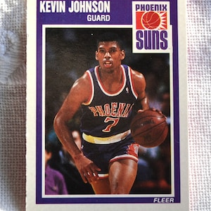 Carte de basket-ball KEVIN JOHNSON no 123 1989 Carte de recrue FLeer des Phoenix Suns de la NBA, souvenirs vintage de cartes à collectionner de sports PanchosPorch