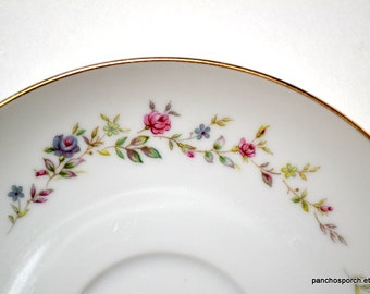 Vintage Spring Garden Saucer DIsh Plate Pink Blue Floral Flowers Gold Rim Fine China of Japan Affordable Dinnerware Panchosporch