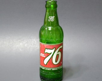 Vintage 76 Soda Bottle 7 oz ACL Red White Green Glass Bottle American 76 Company Get in the Spirit Collectible Advertising Panchosporch