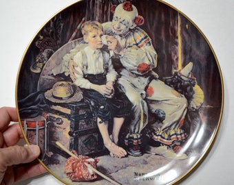 Vintage NORMAN ROCKWELL Plate The Runaway Boy Clown Gorham Decorative Plate Limit Edition Americana Wall Plate Cabinet Display PanchosPorch