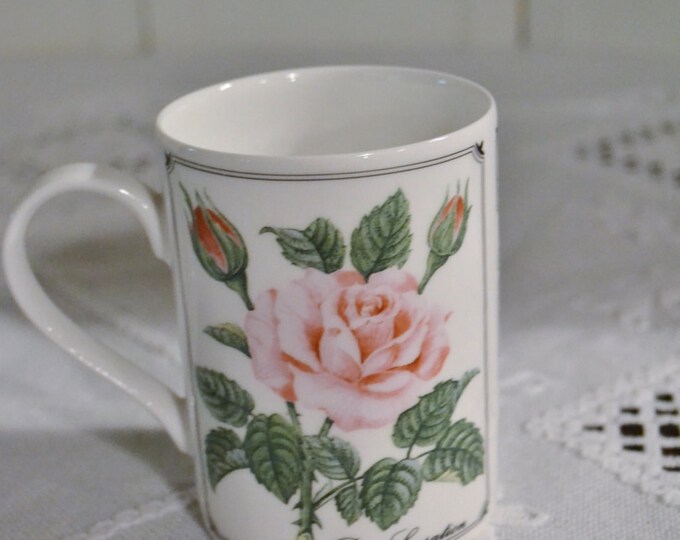 Vintage Queens Fine Bone China Mug Rose Design Pink Yellow Etsy