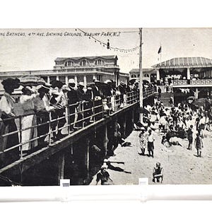 Carte postale vintage ASBURY PARK Baigneurs du New Jersey 4th Ave Bathing Grounds 1908 Carte postale souvenir souvenirs Papier éphémères PanchosPorch