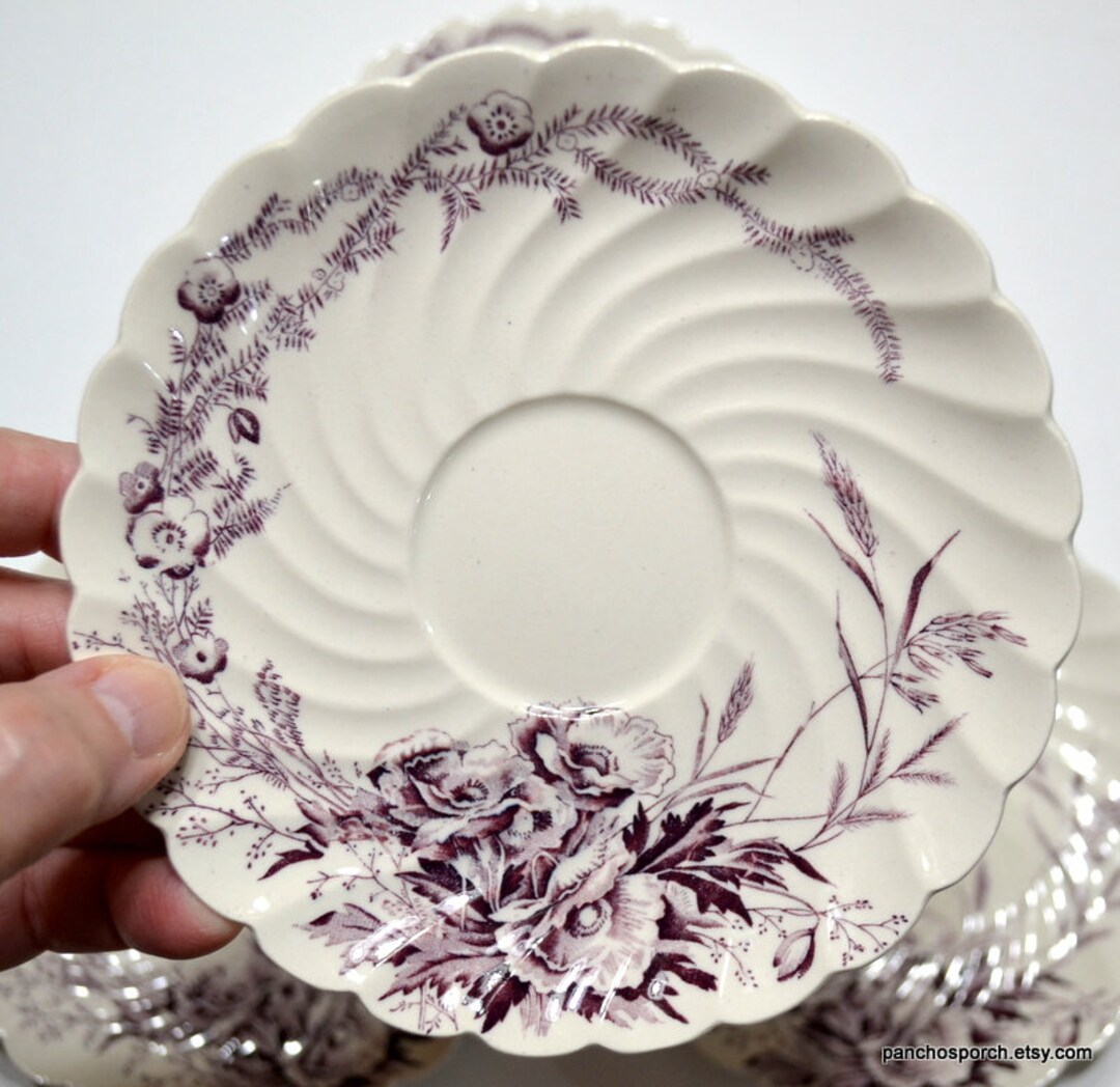 Vintage CLARICE CLIFF Harvest Saucer Set of 4 Lavender