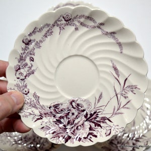 Vintage Clarice Cliff Saucer Set: Lavender Floral Semi Porcelain, England