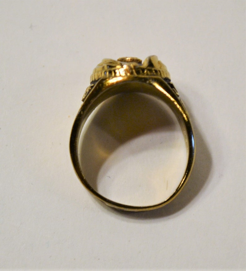 Vintage Jostens Class Ring Gold Tone Metal YLTM with Blue Etsy