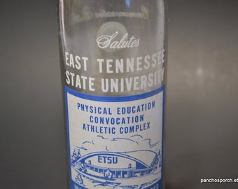 Vintage Pepsi ETSU Soda Bottle East Tennessee State University 1975 Pop Bottle Red White Blue Logo ACL Bottle Advertising PanchosPorch