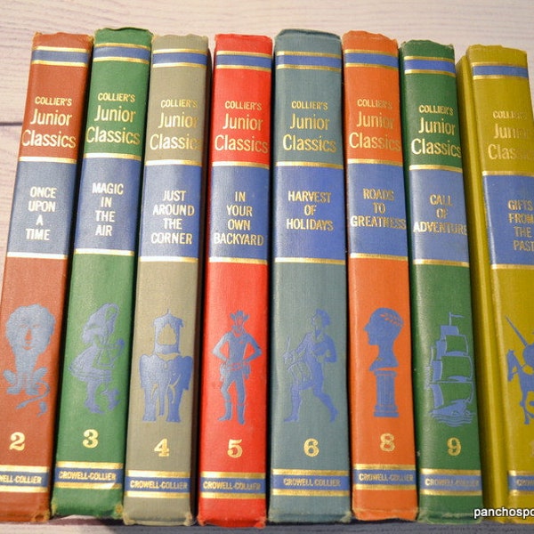 Colliers Junior Classics Books 8 Volumes 1962 Young Folks Shelf of Books Classic Childrens Stories Vintage Used Book PanchosPorch