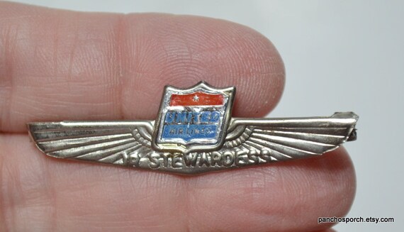 Vintage UNITED AIRLINES Jr Stewardess Wings Pin B… - image 3