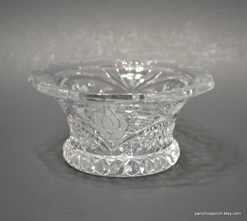 Vintage Glass Candle Holder Candy Dish Floral Pattern Heavy Etsy