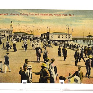 Vintage ASBURY PARK carte postale New Jersey Boardwalk Fishing Club Natatorium 1915 Carte postale souvenir souvenirs papier éphémères PanchosPorch