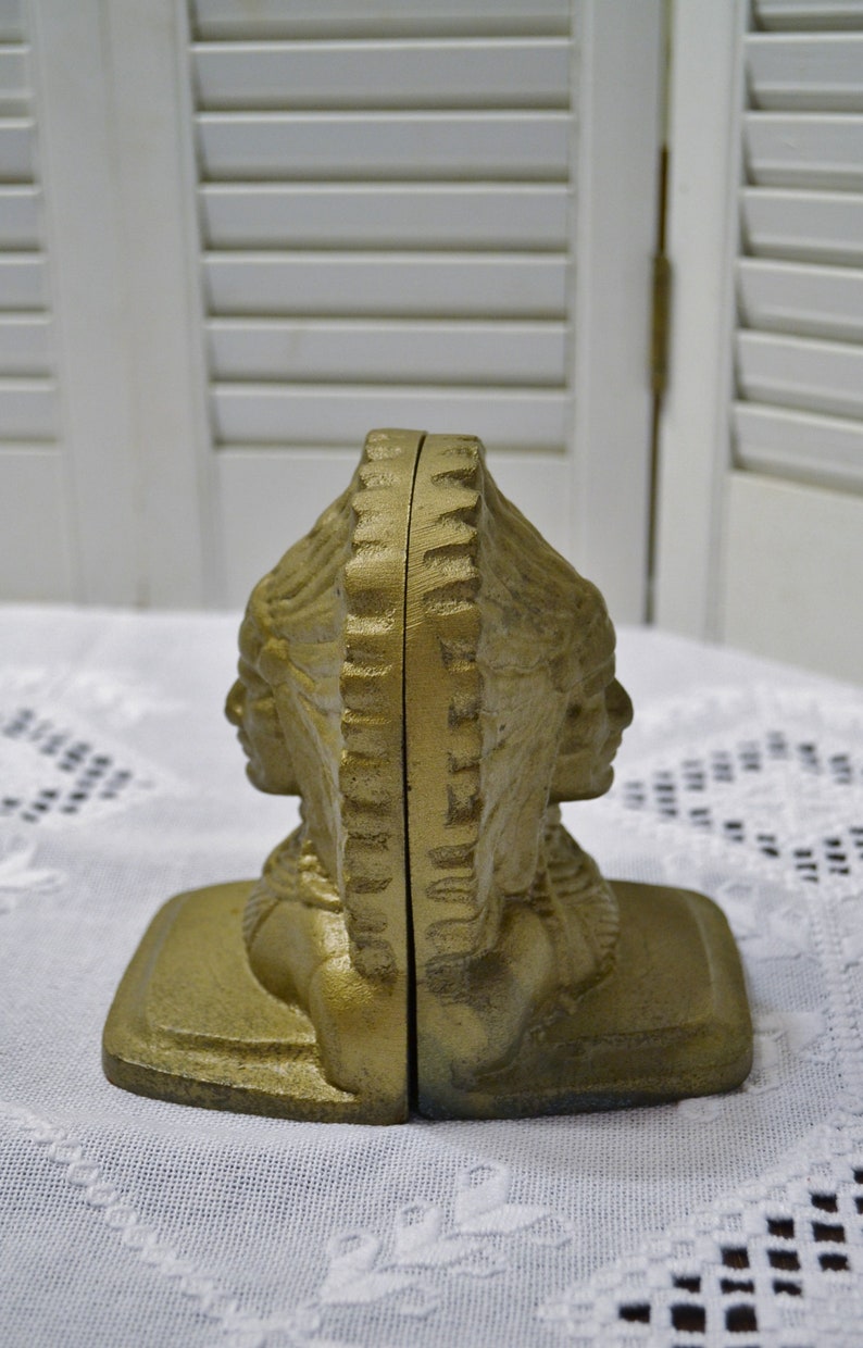Vintage Brass Indian Chief Bookends Solid Brass Native Etsy