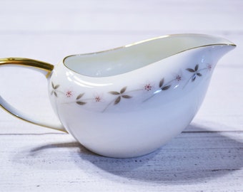 Vintage Jyoto Juliet Creamer: Pink Floral Gold Trim, Mid Century Japan