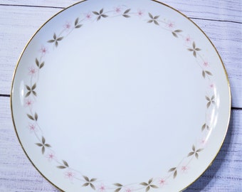 Vintage Jyoto Juliet Platter: Mid Century Pink Floral Gold Trim Chop Plate