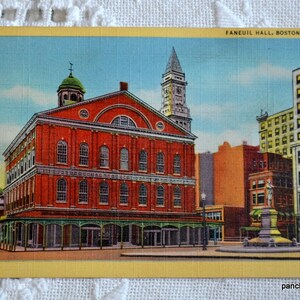 Vintage MASSACHUSETTS carte postale Faneuil Hall Boston Americana carte postale souvenirs de vacances papier éphémères PanchosPorch