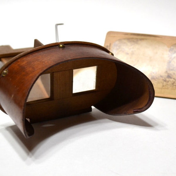 Vintage Wooden Stereoscope and Cards Antique Stereoscope Viewer Simple Primitive Picture Viewer Handheld Photo Prop Display PanchosPorch