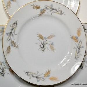 Vintage Empress China Bread Plates: Gold Wheat Pattern, Set of 4
