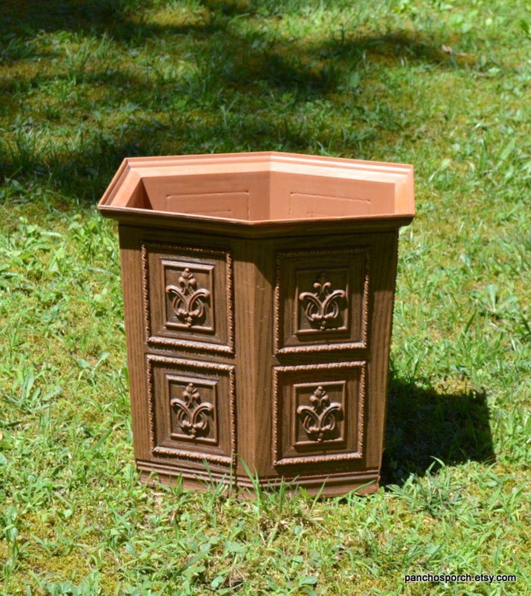 ヴィンテージ かご Vintage Max Klein Trashcan Faux Wood Plastic Mid Century