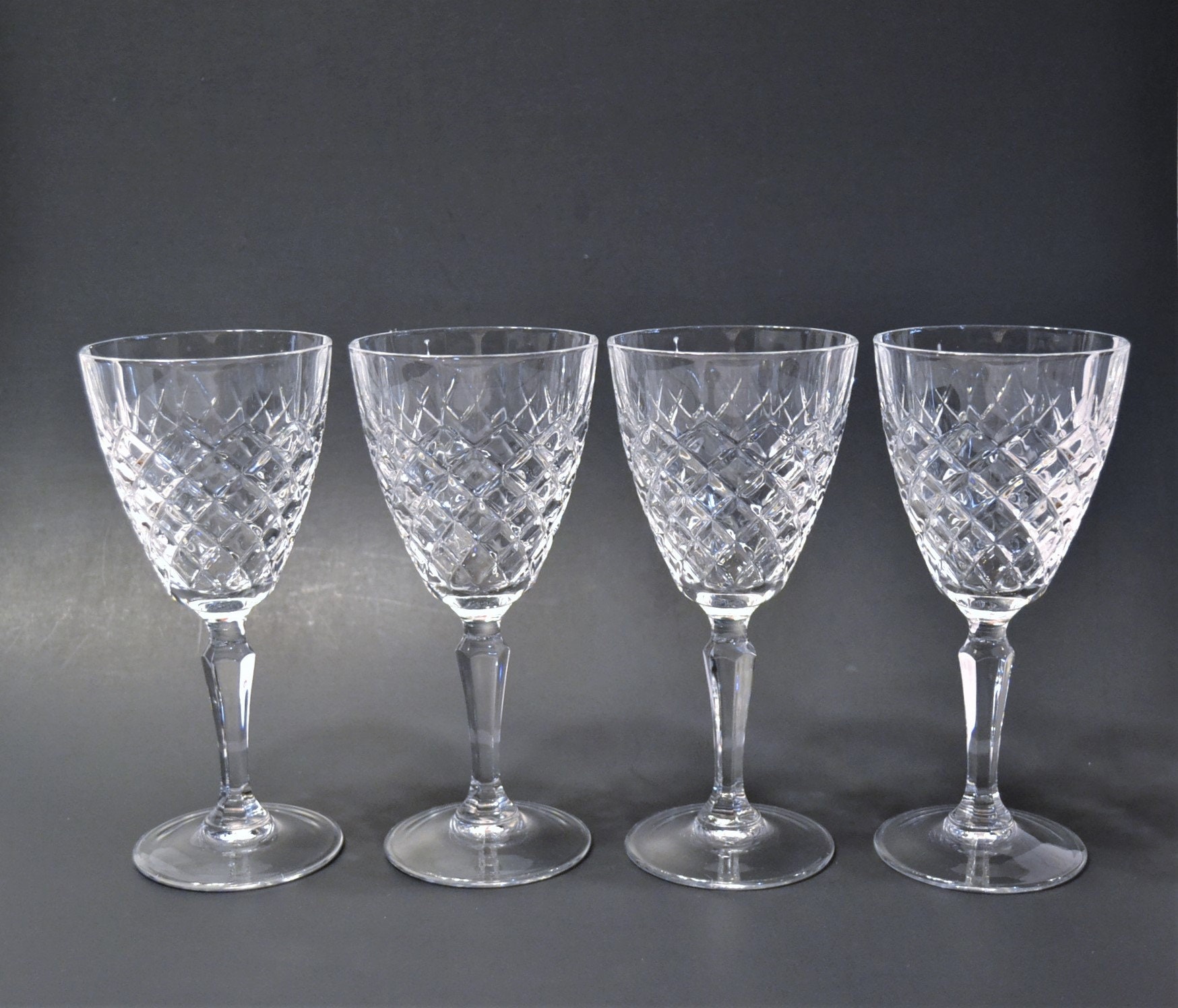 Vintage Tall Wine Hocks Liquor Aperitif Wine Glasses Set of 8 Crystal Wine  Toasting Glasses LOVE Wedding Christmas 