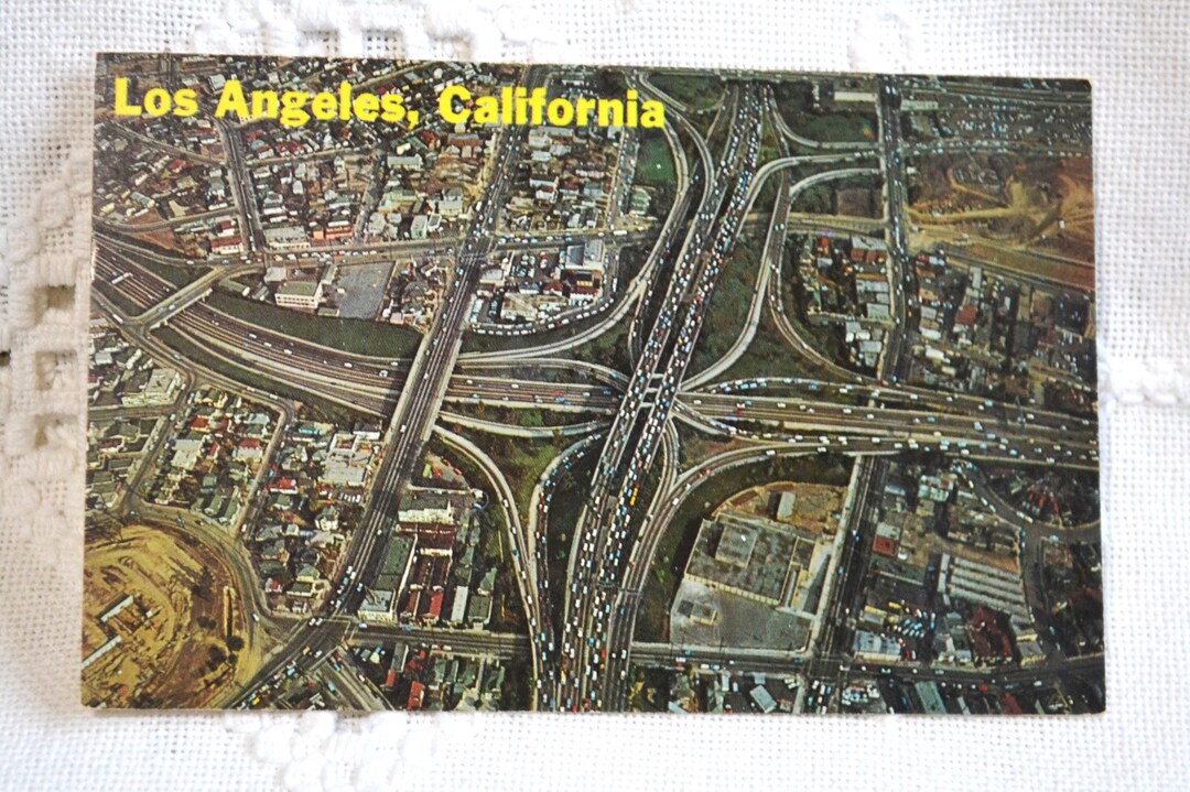 Vintage CALIFORNIA Postcard Los Angeles Freeway System 1960s Americana ...