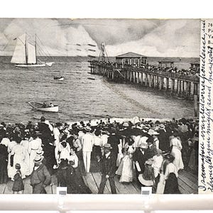 Carte postale vintage ASBURY PARK New Jersey Fishing Pier Yacht Emma B Boardwalk Americana Carte postale souvenirs Papier éphémères PanchosPorch