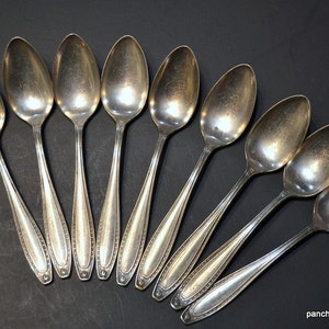 Vintage Silver Plate Teaspoon Set of 9: Webster Simeon Rogers Silverware