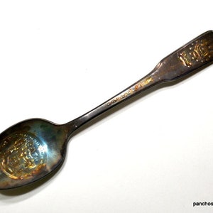 Vintage NEW JERSEY Collector Spoon Bicentennial 1776 1976 Tarnished Silver Plate Teaspoon Franklin Mint International PanchosPorch