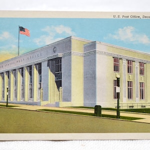 Carte postale vintage de l'ILLINOIS, bureau de poste des États-Unis, carte postale Decatur Americana, souvenirs, papier publicitaire éphémères PanchosPorch