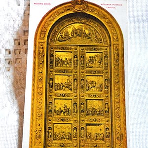 Vintage WASHINGTON DC carte postale bronze porte rotonde portique Capitol Rogers porte carte postale souvenirs papier éphémères PanchosPorch