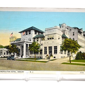Carte postale vintage ASBURY PARK New Jersey Metropolitan Hotel Beach Resort Landmark Carte postale souvenir Souvenirs souvenirs Papier éphémère PanchosPorch