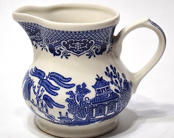 Vintage Churchill Blue Willow Creamer Blue and White Chinoiserie Dinnerware