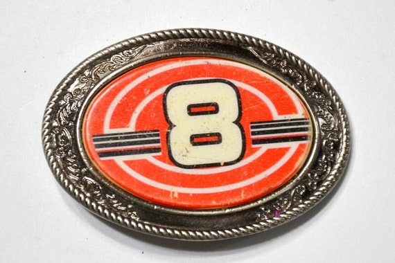 Vintage RACING 8 Belt Buckle Car Racing Number 8 … - image 1