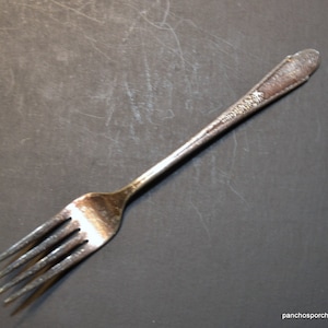 Vintage Wm Rogers Sons Gardenia Fork Silver Plate 1941 Antique Silverware Elegant Dining Wedding PanchosPorch